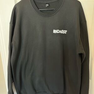 NFINITY Black Crewneck Sweatshirt with White 'RICHEST' Chest Logo